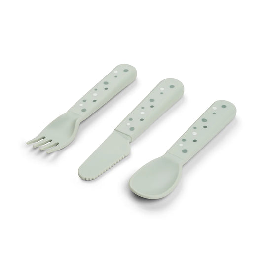 Done By Deer Foodie Cutlery Set - Happy Dots Green
