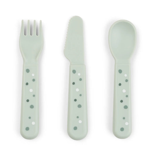Done By Deer Foodie Cutlery Set - Happy Dots Green