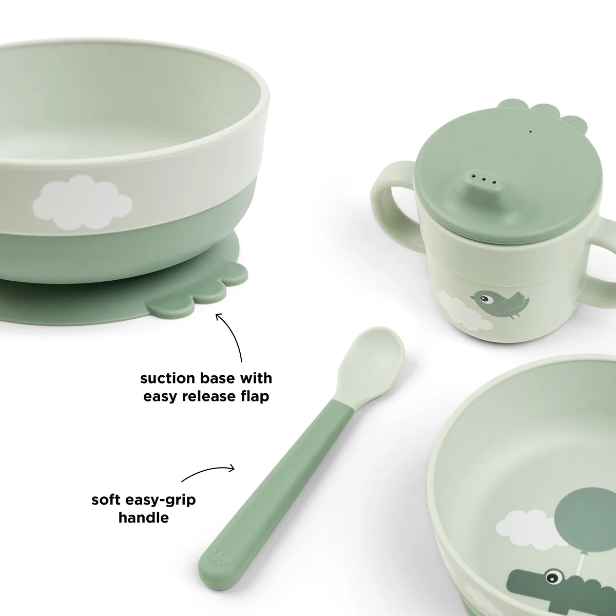 Done By Deer Foodie First Meal Set - Happy Clouds Green