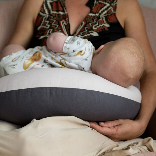 Hippychick Feeding Pillow - Dusky Pink/Charcoal
