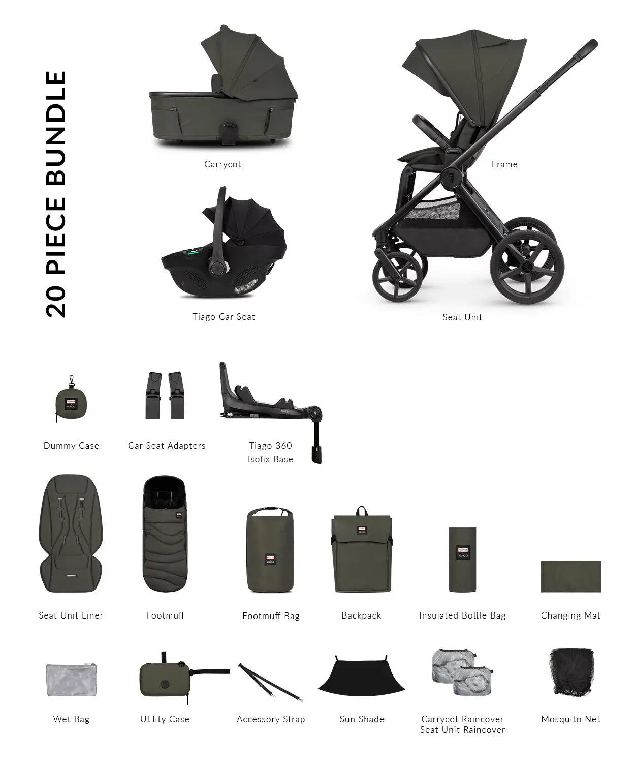 Venicci x Hunter Upline 3 - Luxury Bundle (4 in 1) Travel System
