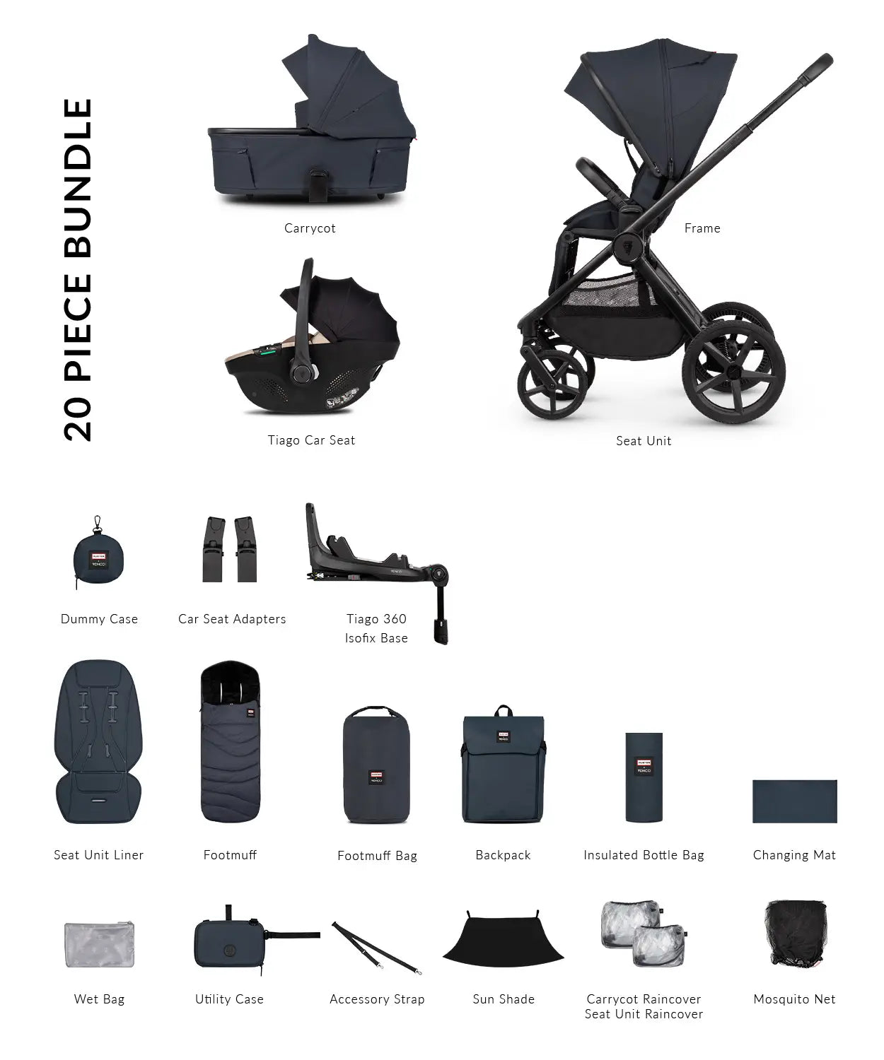 Venicci x Hunter Upline 3 - Luxury Bundle (4 in 1) Travel System