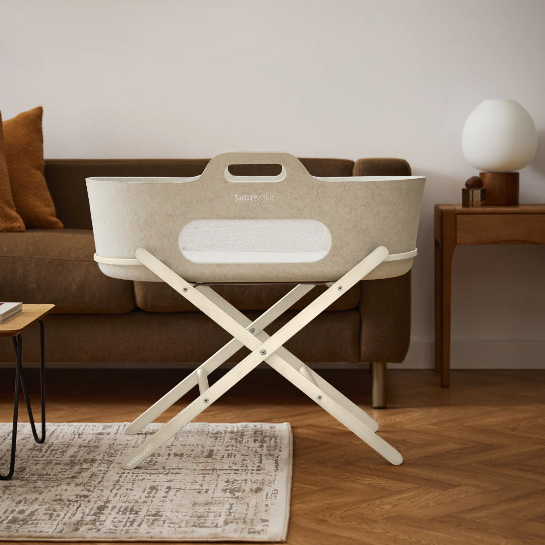 SnuzBaskit Moses Basket and Folding Stand - Barley & Cashmere