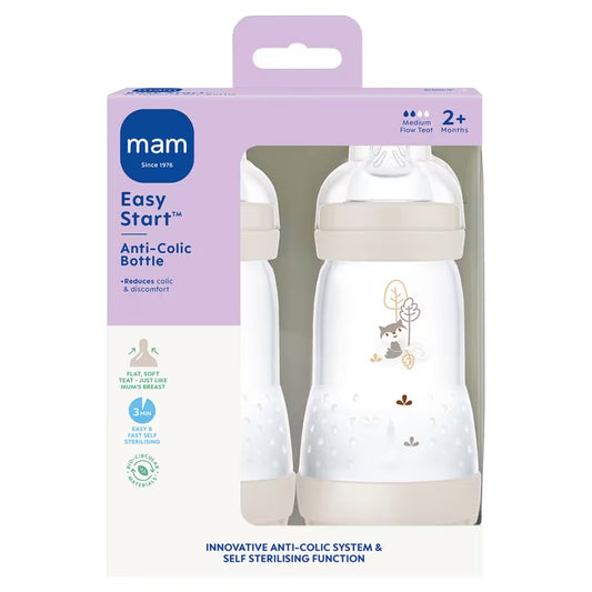 MAM Colours of Nature Anti Colic Self Sterilising Bottle 260ml - 2 Pack