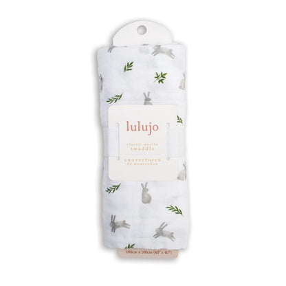 Lulujo Muslin Swaddle - Bunnies