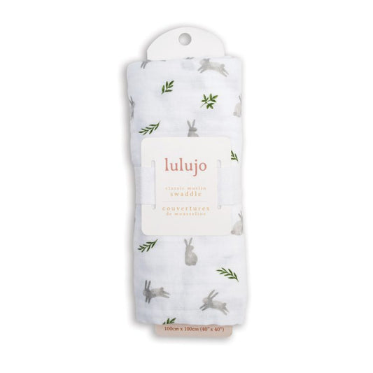 Lulujo Muslin Swaddle - Bunnies