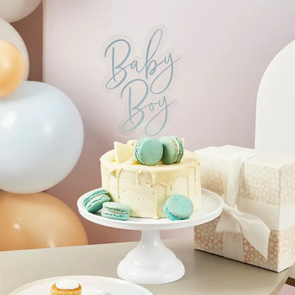 Hootyballoo Blue 'Baby Boy' Acrylic Cake Topper