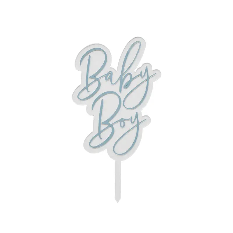 Hootyballoo Blue 'Baby Boy' Acrylic Cake Topper