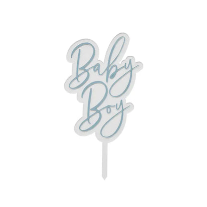 Hootyballoo Blue 'Baby Boy' Acrylic Cake Topper