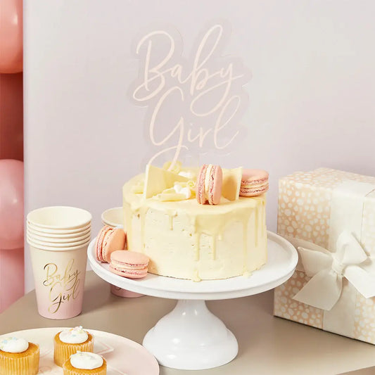 Hootyballoo Pink ‘Baby Girl’ Acrylic Cake Topper