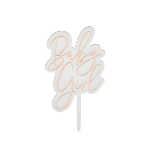 Hootyballoo Pink ‘Baby Girl’ Acrylic Cake Topper