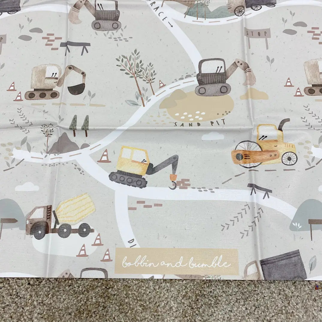 Bobbin and Bumble Wipeable Splash Mat - Digger Land
