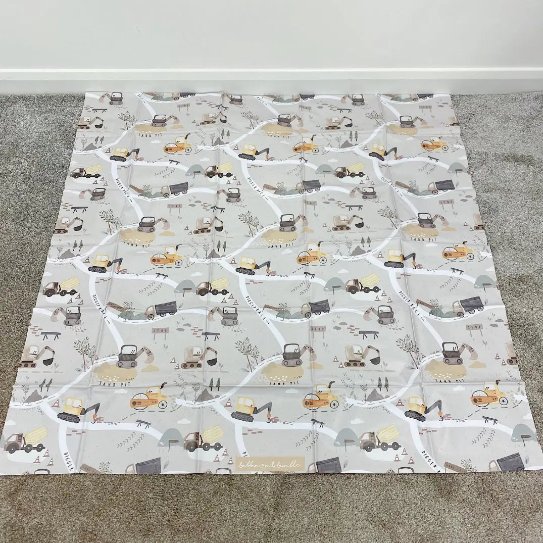 Bobbin and Bumble Wipeable Splash Mat - Digger Land