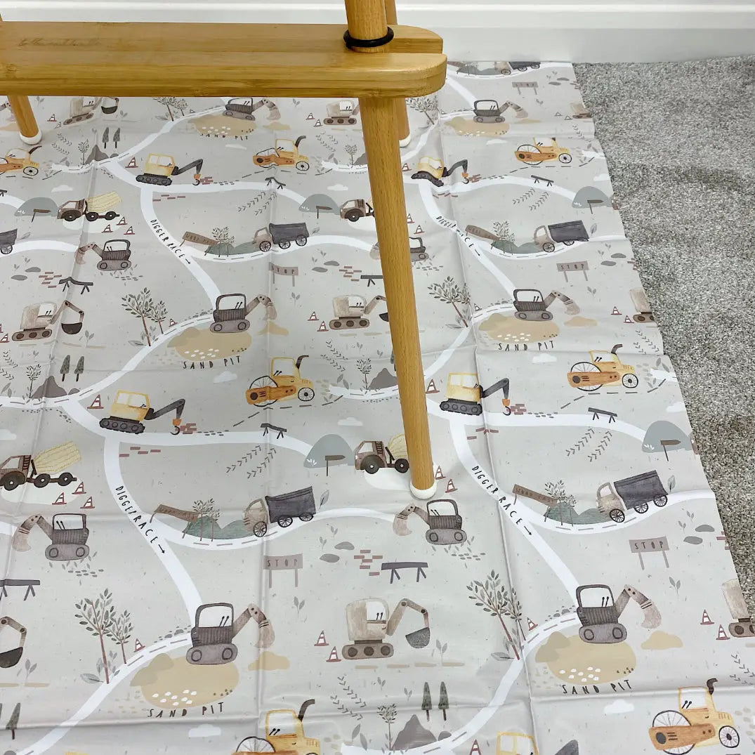 Bobbin and Bumble Wipeable Splash Mat - Digger Land