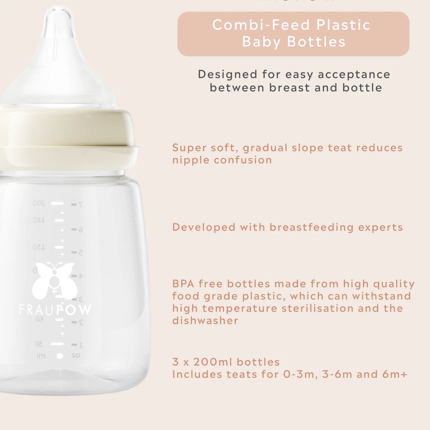 Fraupow CombiFeed Bottle Plastic (Pack of 3)