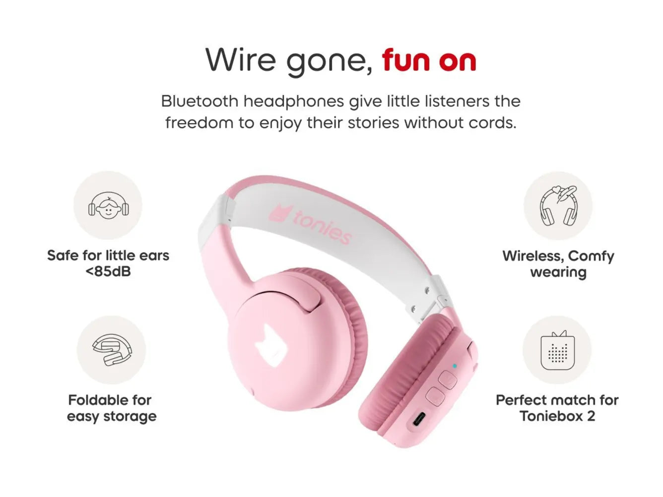 Tonies Bluetooth Headphones - Cloud Pink