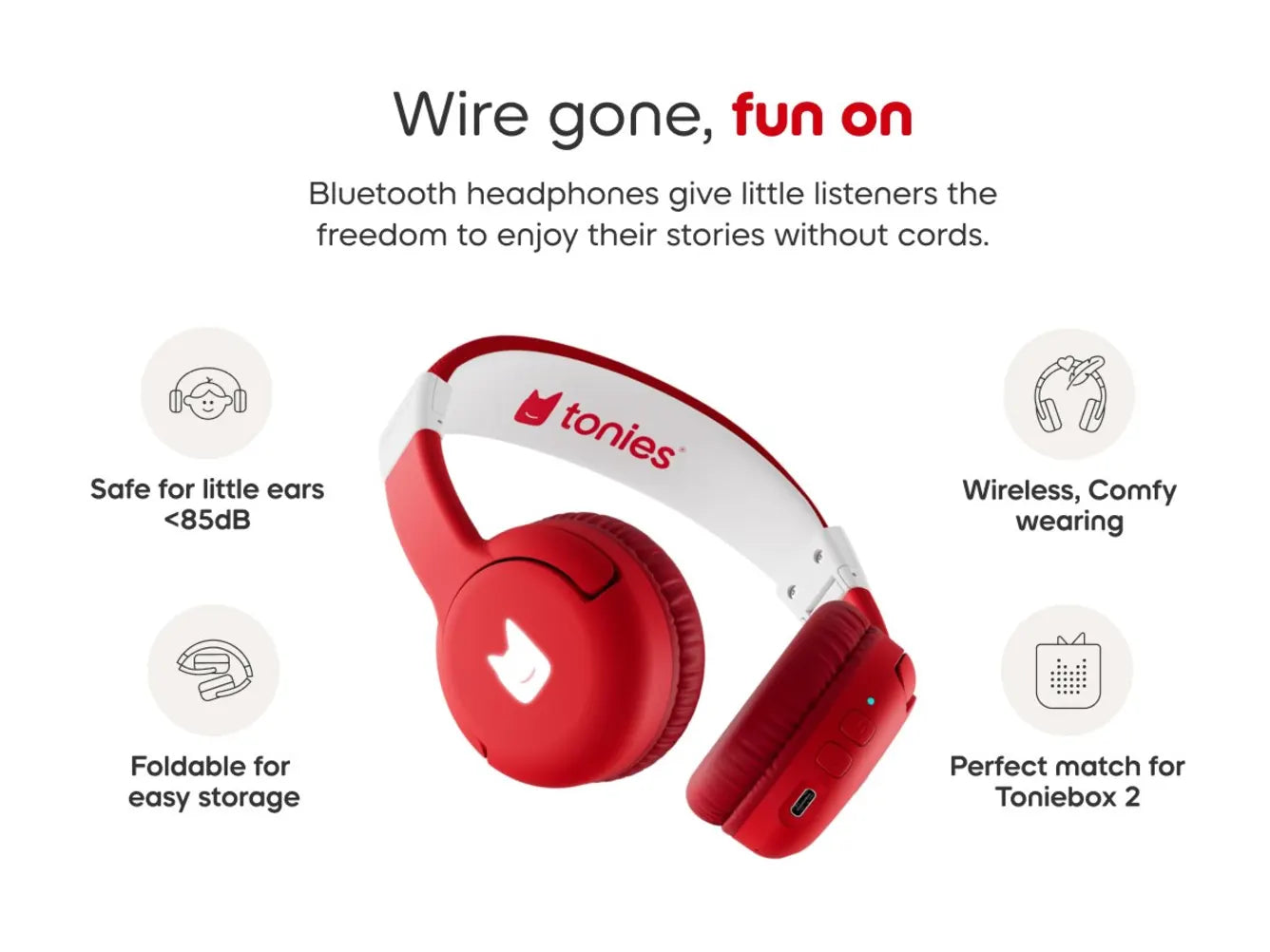 Tonies Bluetooth Headphones - Sunset Red