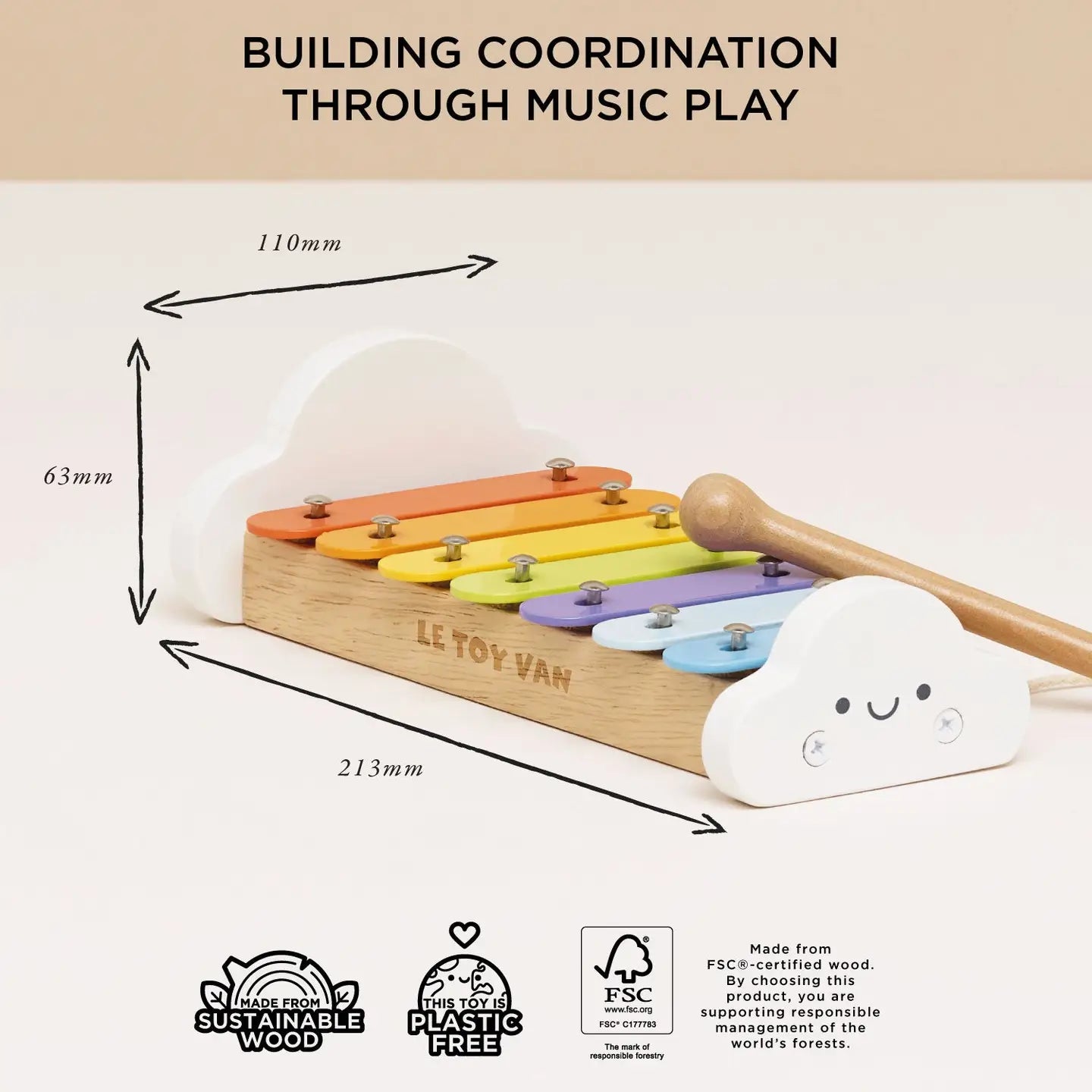 Le Toy Van Rainbow Wooden Xylophone
