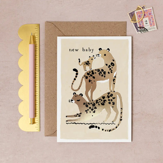 Sister Paper Co Leopard New Baby Card
