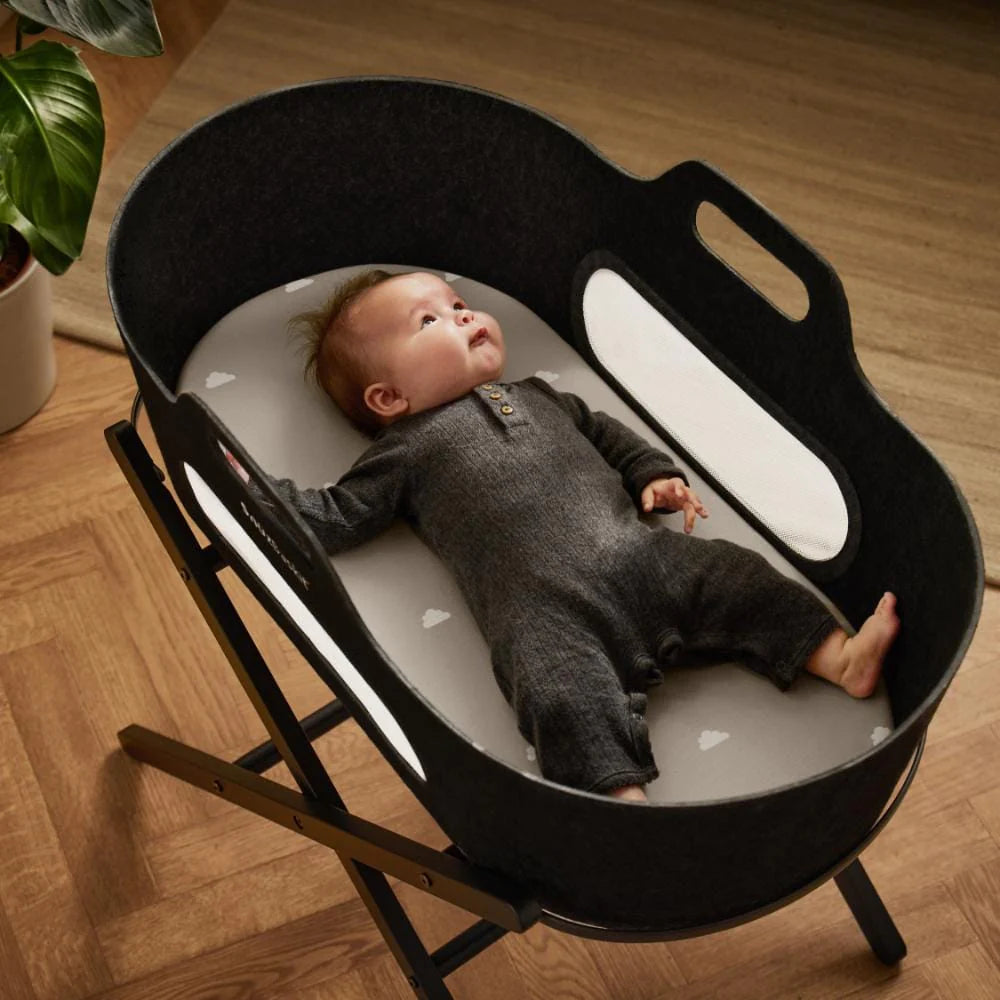 Snuz 2 Pack Moses Basket Fitted Sheets - Grey/Cloud