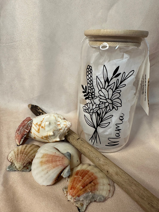 Cole Beach Mama Glass Tumbler with Wooden Lid