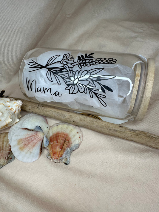 Cole Beach Mama Glass Tumbler with Wooden Lid