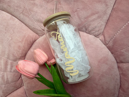 Cole Beach Mama Glass Tumbler with Wooden Lid