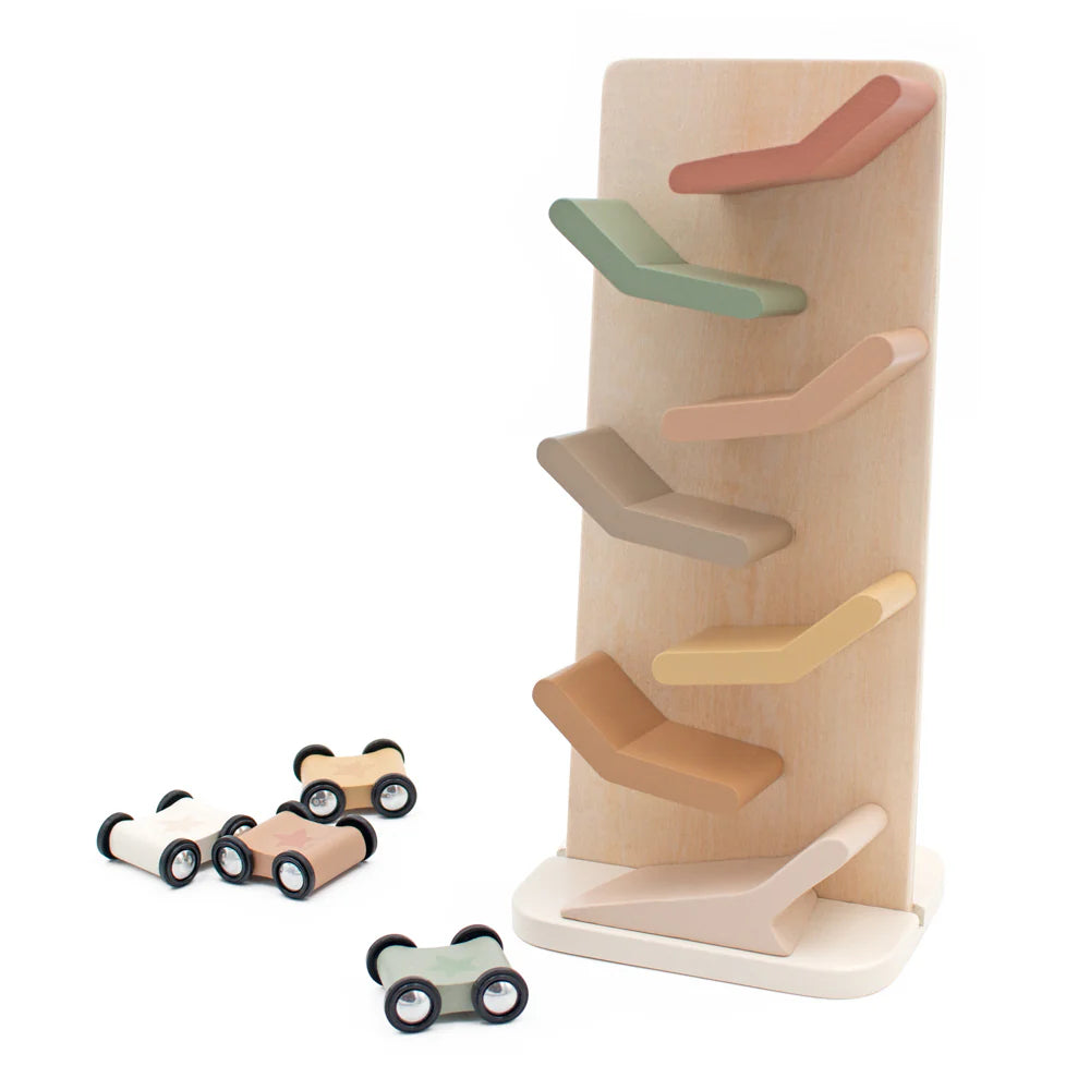 Jumini Wooden Tower Ramp Racer with Cars