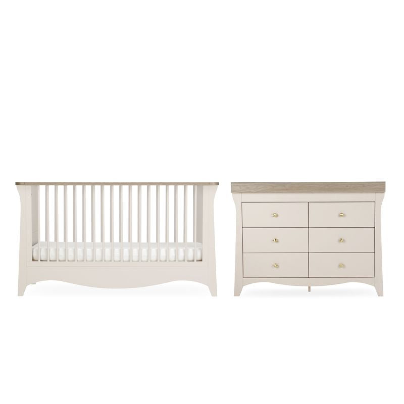 CuddleCo Clara Luxe 2 Piece Nursery Furniture Set - Cashmere & Ash