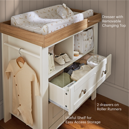 CuddleCo Burford 2 Piece Nursery Furniture Set - White & Oak