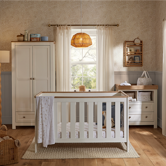 CuddleCo Burford 3 Piece Nursery Furniture Set - White & Oak