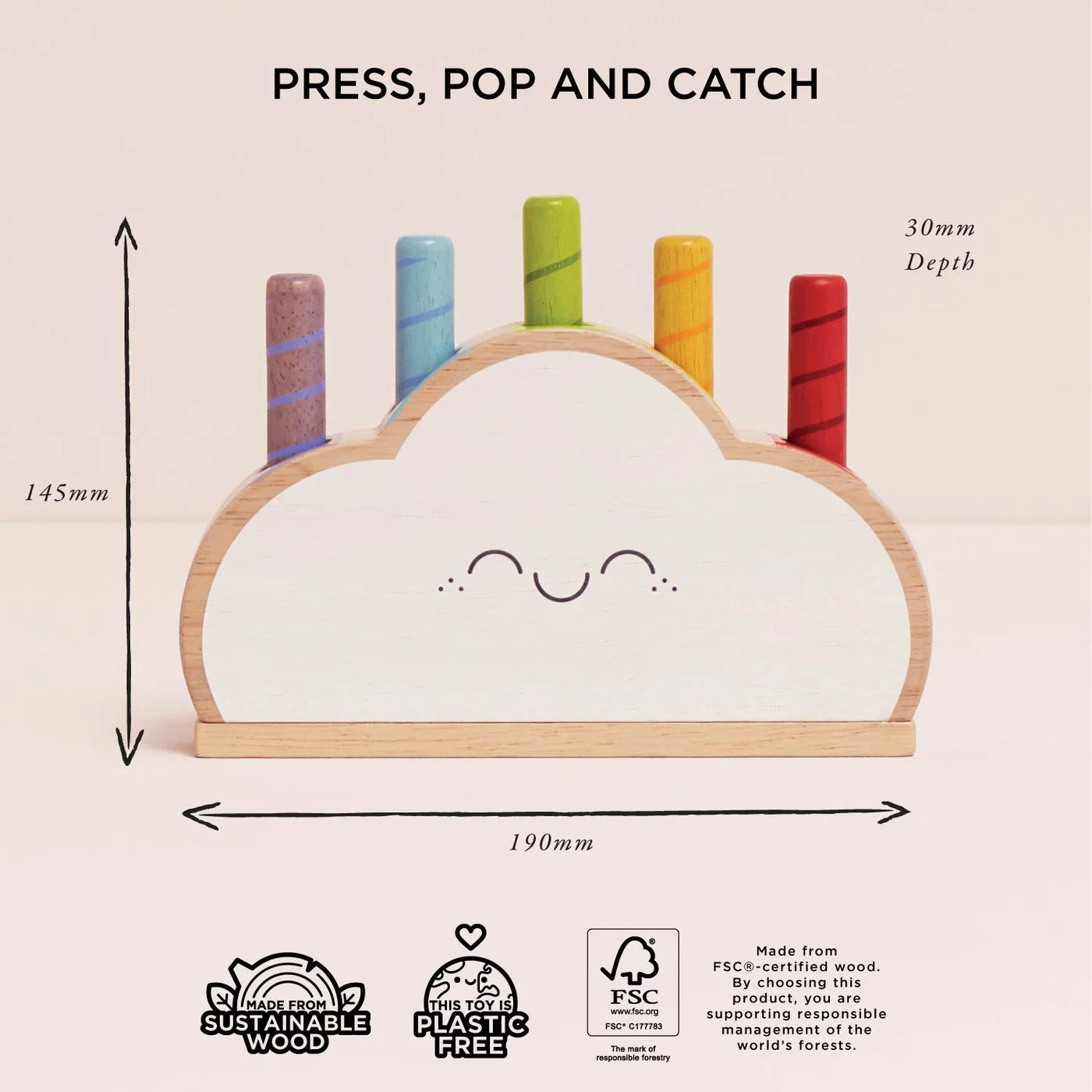 Le Toy Van Wooden Rainbow Cloud Pop