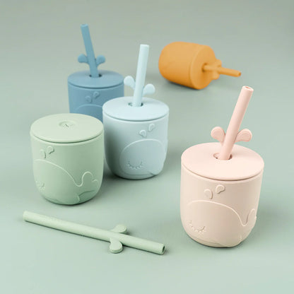 Done By Deer Peekaboo Straw Cup 2-pack - Wally - Powder
