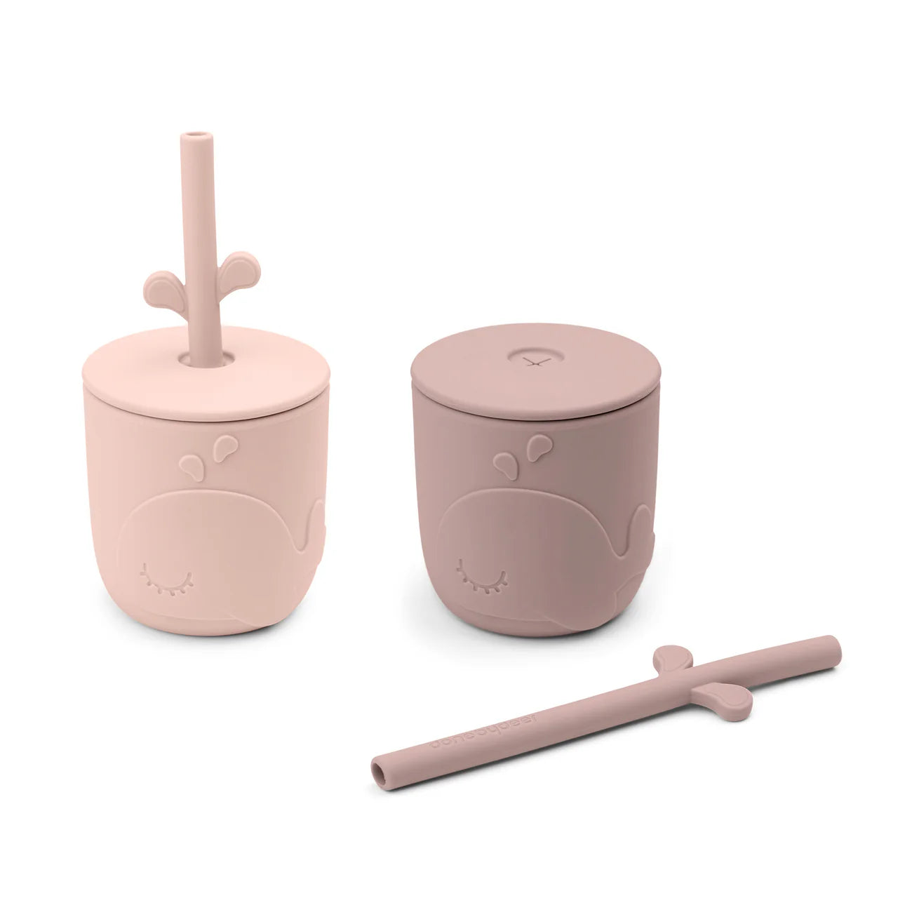 Done By Deer Peekaboo Straw Cup 2-pack - Wally - Powder