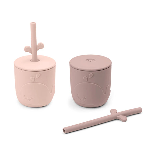 Done By Deer Peekaboo Straw Cup 2-pack - Wally - Powder