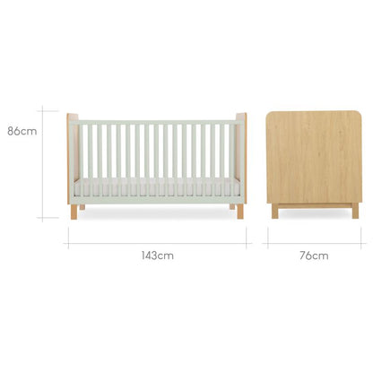 CuddleCo Remi 2 Piece Nursery Furniture Set Oak & Green