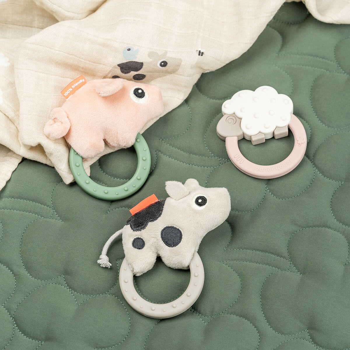 Done By Deer Sensory Rattle with Teether - Dotti Sand