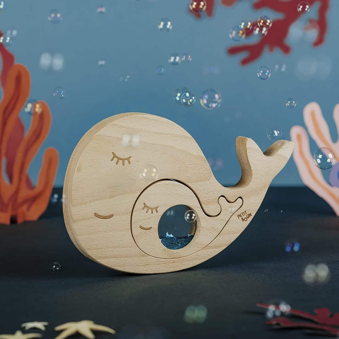 Petit Boum Whale & Baby Sensory Puzzle