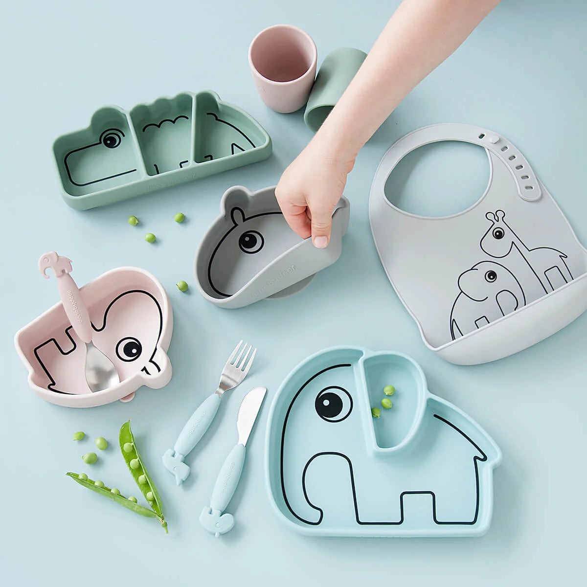 Done By Deer Silicone Stick&Stay Snack Plate - Croco Green
