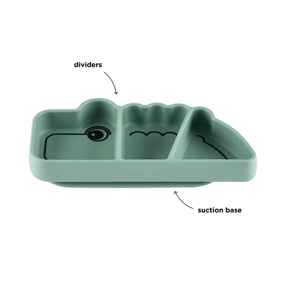 Done By Deer Silicone Stick&Stay Snack Plate - Croco Green