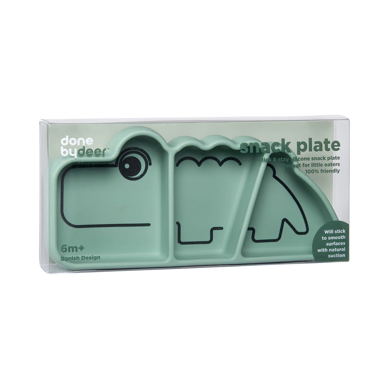 Done By Deer Silicone Stick&Stay Snack Plate - Croco Green