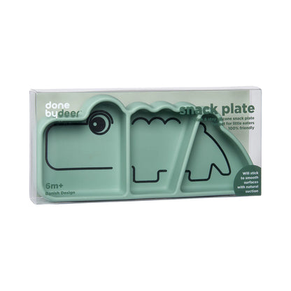 Done By Deer Silicone Stick&Stay Snack Plate - Croco Green