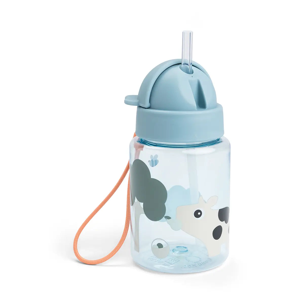 Done By Deer Straw Bottle - Tiny Farm - Blue - 280 ml