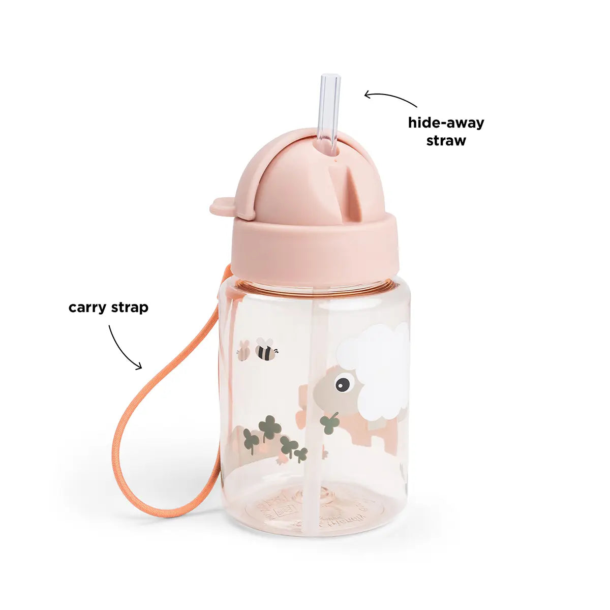Done By Deer Straw Bottle - Tiny Farm - Powder - 280 ml