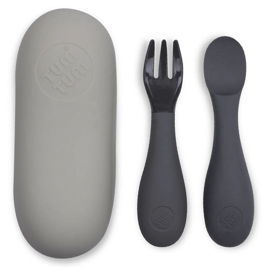 Tum Tum Baby Cutlery Set with Travel Case Grey
