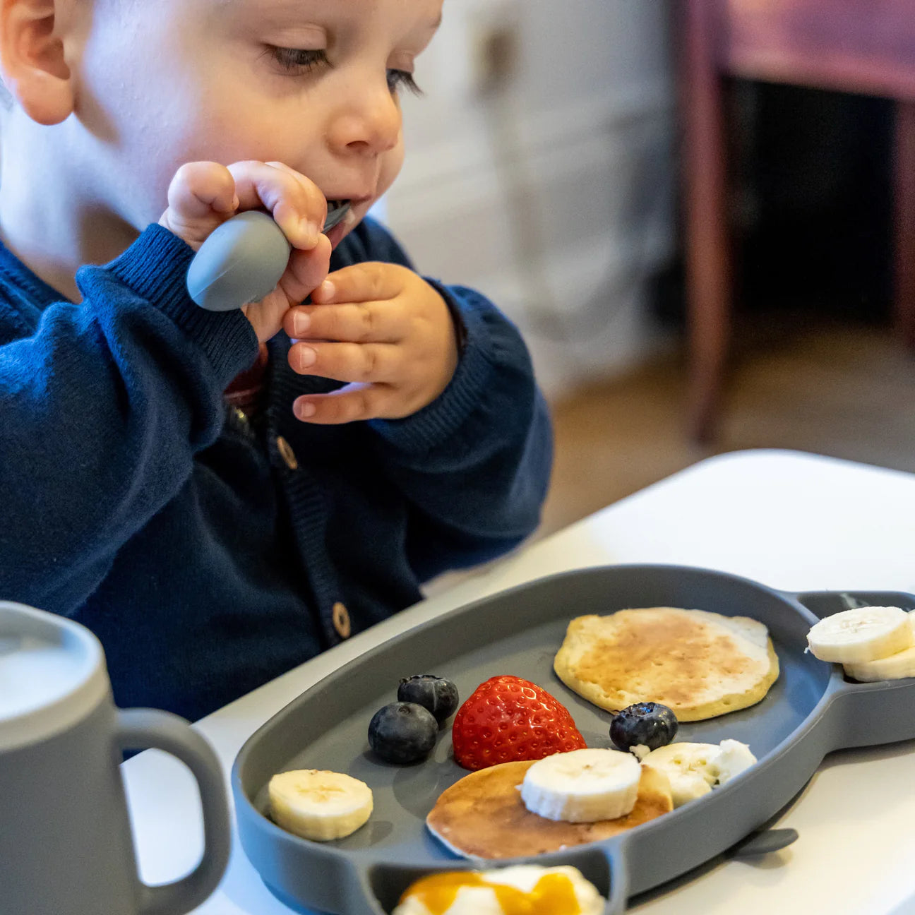Tum Tum Baby Cutlery Set with Travel Case Grey
