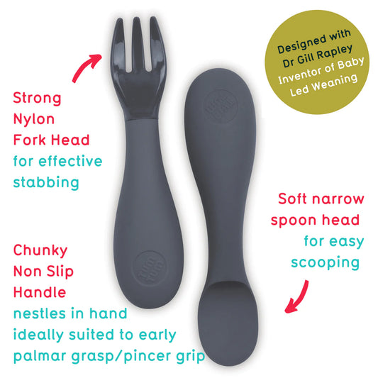 Tum Tum Baby Cutlery Set with Travel Case Grey
