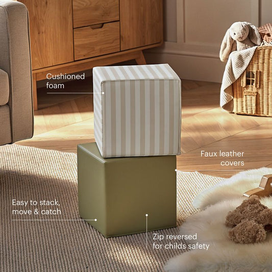 CuddleCo Soft Play Cubes - Cookie Stripe & Olive