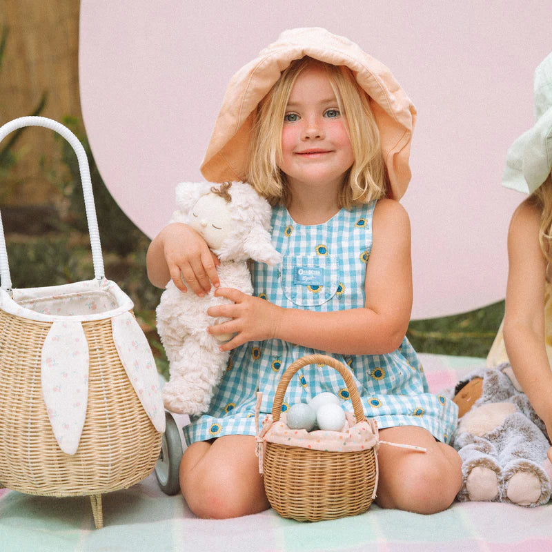 Olli Ella Rattan Bunny Luggy with Lining - Pansy image 4