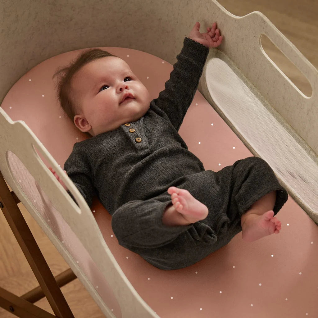 Snuz 2 Pack Moses Basket/Pram Fitted Sheets - Blush/Dot
